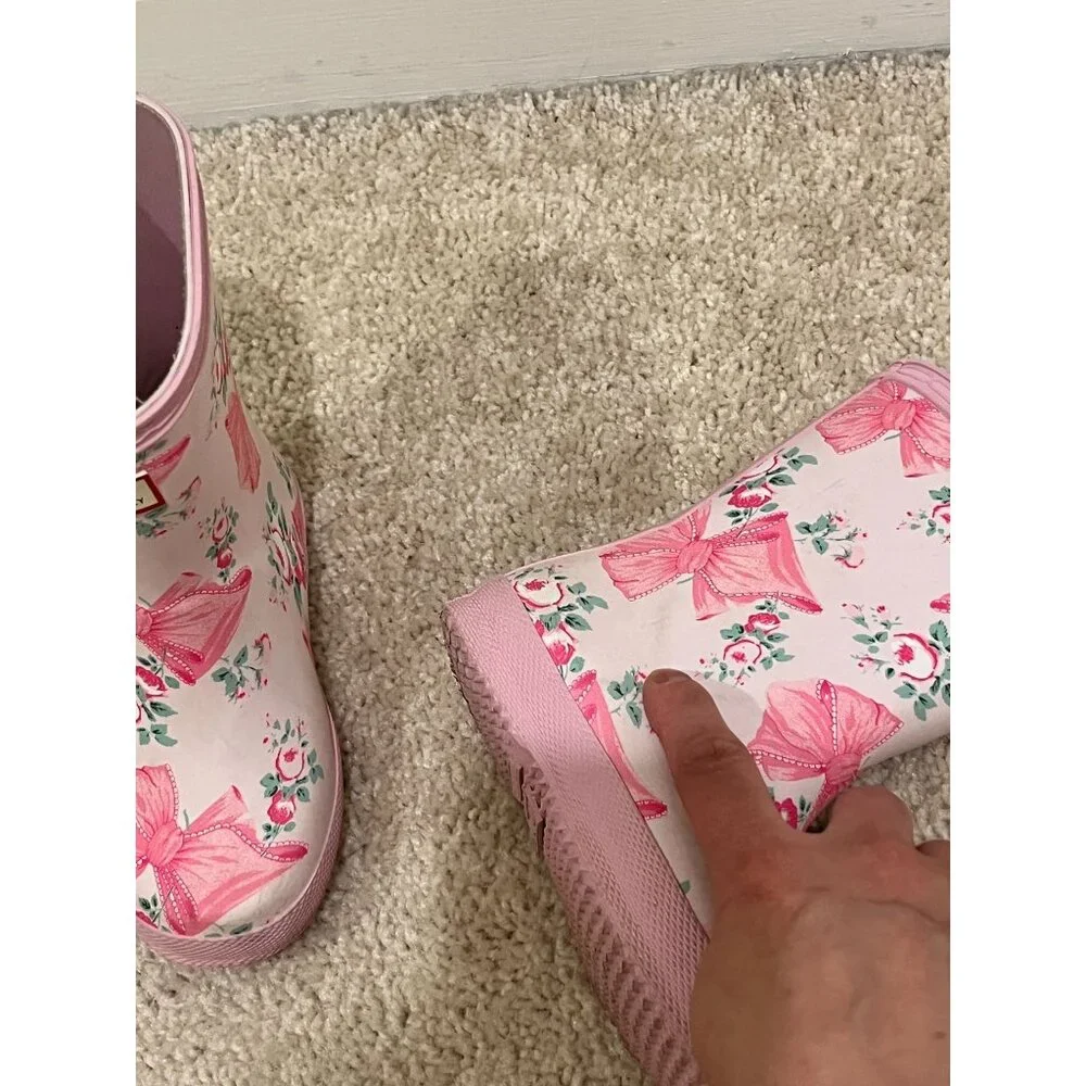 Hunter X Love Shack Fancy Boots Girls Kids Size US 7 Pink Bows - Picture 9 of 11